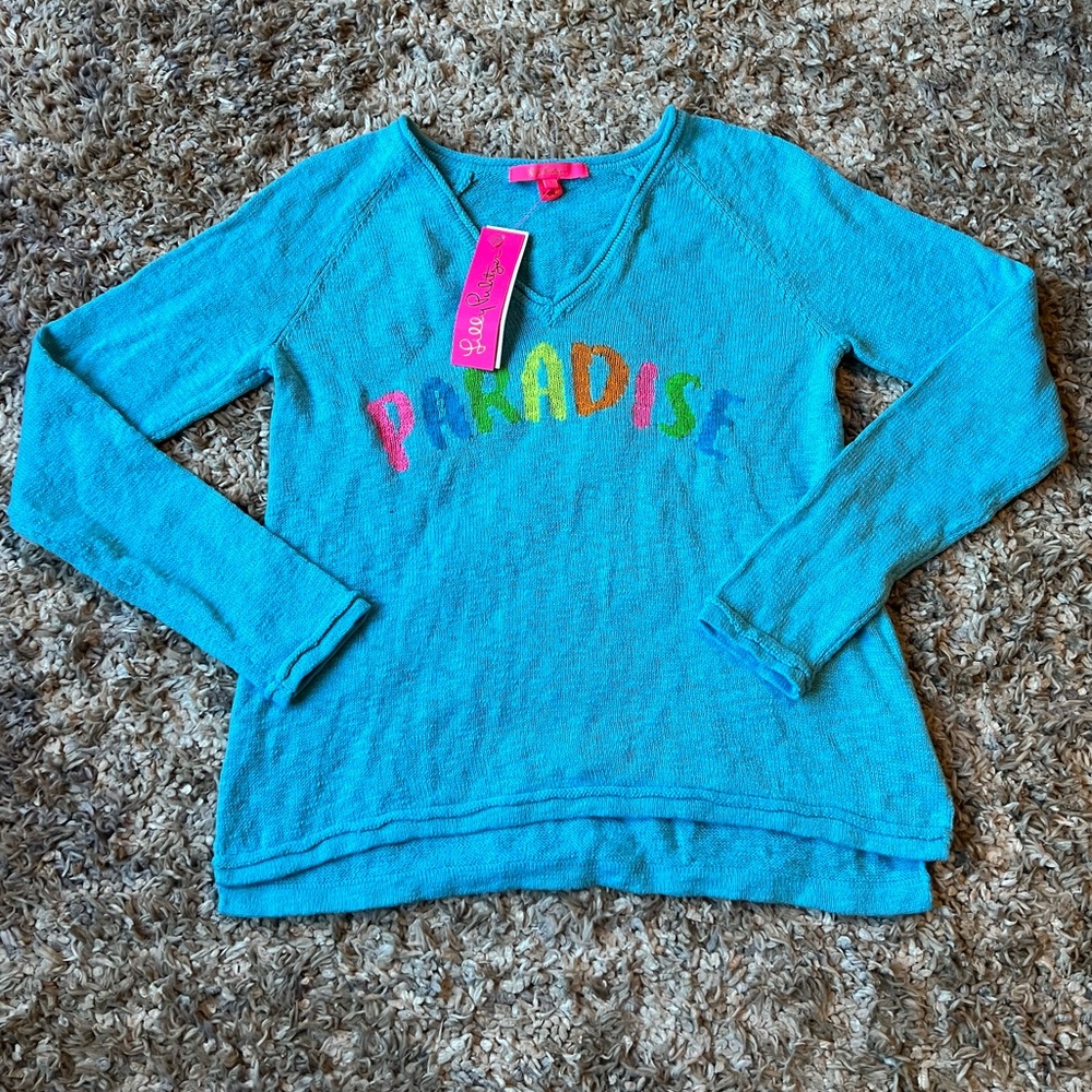 Lily Pulitzer Paradise Neon Blue Sweater